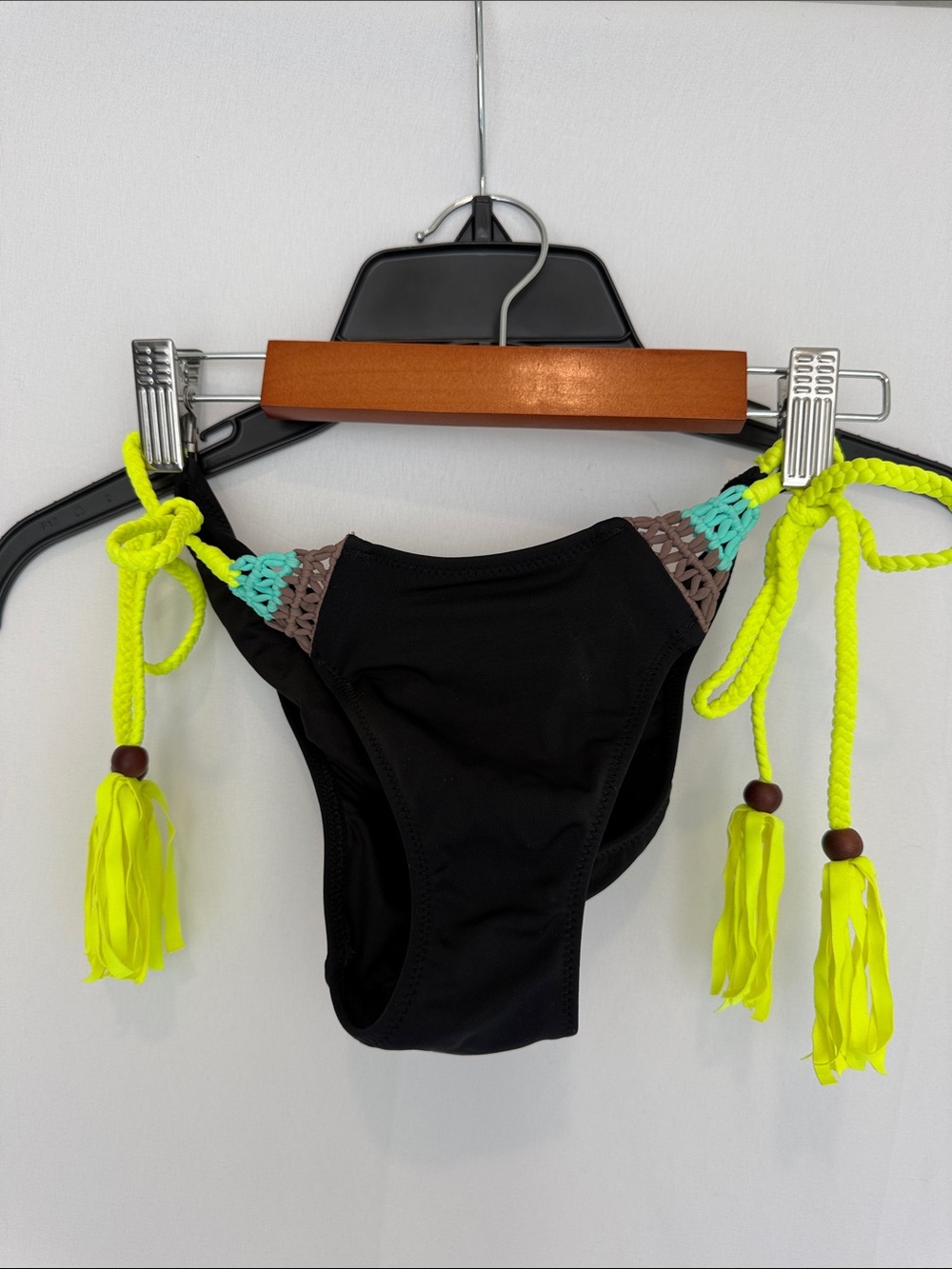 Victoria's Secret Black Bikini Bottom with Pink Logo Print